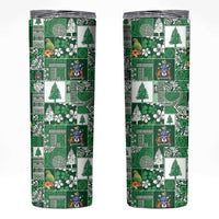 Norfolk Island Meri Krismas Skinny Tumbler Pacific Patchwork Xmas Vibes LT9 Green - Polynesian Pride