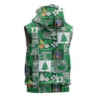 Norfolk Island Meri Krismas Sleeveless Zip Hoodie Pacific Patchwork Xmas Vibes LT9 - Polynesian Pride