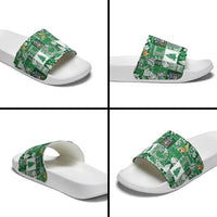 Norfolk Island Meri Krismas Slide Sandals Pacific Patchwork Xmas Vibes - Polynesian Pride