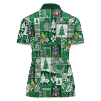Norfolk Island Meri Krismas Women Polo Shirt Pacific Patchwork Xmas Vibes - Polynesian Pride