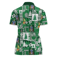 Norfolk Island Meri Krismas Women Polo Shirt Pacific Patchwork Xmas Vibes LT9 - Polynesian Pride