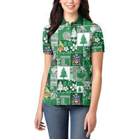 Norfolk Island Meri Krismas Women Polo Shirt Pacific Patchwork Xmas Vibes LT9 - Polynesian Pride