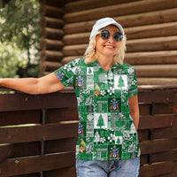 Norfolk Island Meri Krismas Women Polo Shirt Pacific Patchwork Xmas Vibes LT9 - Polynesian Pride