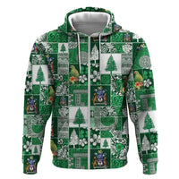 Norfolk Island Meri Krismas Zip Hoodie Pacific Patchwork Xmas Vibes LT9 Zip Hoodie Green - Polynesian Pride