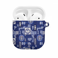 Northern Mariana Islands Magof Nochebuena AirPods Case Pacific Patchwork Xmas Vibes LT9 Blue - Polynesian Pride
