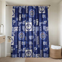 Northern Mariana Islands Magof Nochebuena Bathroom Set Pacific Patchwork Xmas Vibes LT9 Shower Curtain Only Blue - Polynesian Pride