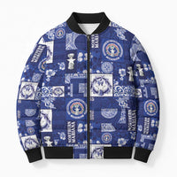 Northern Mariana Islands Magof Nochebuena Bomber Puffer Jacket Pacific Patchwork Xmas Vibes LT9 Unisex Blue - Polynesian Pride