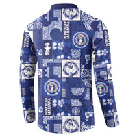 Northern Mariana Islands Magof Nochebuena Button Sweatshirt Pacific Patchwork Xmas Vibes LT9 - Polynesian Pride