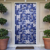 Northern Mariana Islands Magof Nochebuena Door Cover Pacific Patchwork Xmas Vibes LT9 Blue - Polynesian Pride