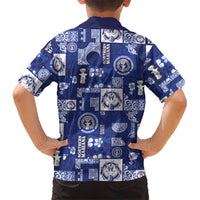 Northern Mariana Islands Magof Nochebuena Family Matching Off The Shoulder Long Sleeve Dress and Hawaiian Shirt Pacific Patchwork Xmas Vibes - Polynesian Pride