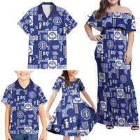 Northern Mariana Islands Magof Nochebuena Family Matching Off Shoulder Maxi Dress and Hawaiian Shirt Pacific Patchwork Xmas Vibes - Polynesian Pride