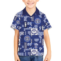 Northern Mariana Islands Magof Nochebuena Family Matching Off Shoulder Short Dress and Hawaiian Shirt Pacific Patchwork Xmas Vibes - Polynesian Pride