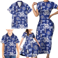 Northern Mariana Islands Magof Nochebuena Family Matching Short Sleeve Bodycon Dress and Hawaiian Shirt Pacific Patchwork Xmas Vibes - Polynesian Pride