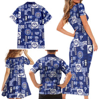 Northern Mariana Islands Magof Nochebuena Family Matching Short Sleeve Bodycon Dress and Hawaiian Shirt Pacific Patchwork Xmas Vibes - Polynesian Pride
