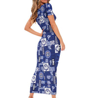 Northern Mariana Islands Magof Nochebuena Family Matching Short Sleeve Bodycon Dress and Hawaiian Shirt Pacific Patchwork Xmas Vibes - Polynesian Pride