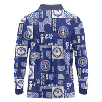 Northern Mariana Islands Magof Nochebuena Long Sleeve Polo Shirt Pacific Patchwork Xmas Vibes - Polynesian Pride