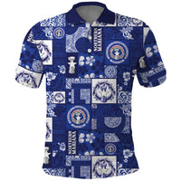 Northern Mariana Islands Magof Nochebuena Polo Shirt Pacific Patchwork Xmas Vibes LT9 Blue - Polynesian Pride