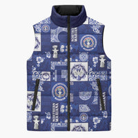 Northern Mariana Islands Magof Nochebuena Sleeveless Puffer Jacket Pacific Patchwork Xmas Vibes - Polynesian Pride