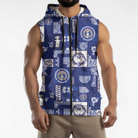 Northern Mariana Islands Magof Nochebuena Sleeveless Zip Hoodie Pacific Patchwork Xmas Vibes LT9 - Polynesian Pride
