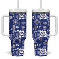 Northern Mariana Islands Magof Nochebuena Tumbler With Handle Pacific Patchwork Xmas Vibes LT9 One Size: 40 oz Blue - Polynesian Pride
