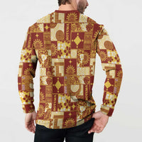 Rotuma Faiakse'ea 'e Kirisimasi Button Sweatshirt Pacific Patchwork Xmas Vibes LT9 - Polynesian Pride