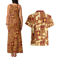 Rotuma Faiakse'ea 'e Kirisimasi Couples Matching Tank Maxi Dress and Hawaiian Shirt Pacific Patchwork Xmas Vibes - Polynesian Pride