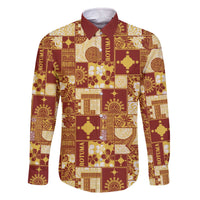 Rotuma Faiakse'ea 'e Kirisimasi Family Matching Off The Shoulder Long Sleeve Dress and Hawaiian Shirt Pacific Patchwork Xmas Vibes - Polynesian Pride