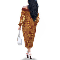 Rotuma Faiakse'ea 'e Kirisimasi Family Matching Off The Shoulder Long Sleeve Dress and Hawaiian Shirt Pacific Patchwork Xmas Vibes - Polynesian Pride