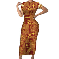 Rotuma Faiakse'ea 'e Kirisimasi Family Matching Short Sleeve Bodycon Dress and Hawaiian Shirt Pacific Patchwork Xmas Vibes - Polynesian Pride