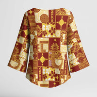 Rotuma Faiakse'ea 'e Kirisimasi Kimono Sleeve Blouse Pacific Patchwork Xmas Vibes LT9 - Polynesian Pride
