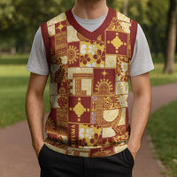 Rotuma Faiakse'ea 'e Kirisimasi Christmas Knitted V-Neck Vest Pacific Patchwork Xmas Vibes - Polynesian Pride