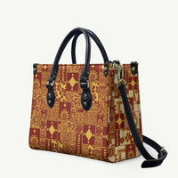 Rotuma Faiakse'ea 'e Kirisimasi Leather Bag Pacific Patchwork Xmas Vibes LT9 Red - Polynesian Pride