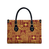 Rotuma Faiakse'ea 'e Kirisimasi Leather Bag Pacific Patchwork Xmas Vibes LT9 - Polynesian Pride