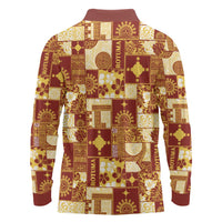 Rotuma Faiakse'ea 'e Kirisimasi Long Sleeve Polo Shirt Pacific Patchwork Xmas Vibes LT9 - Polynesian Pride