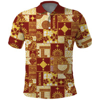 Rotuma Faiakse'ea 'e Kirisimasi Polo Shirt Pacific Patchwork Xmas Vibes LT9 Red - Polynesian Pride