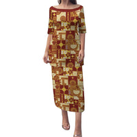 Rotuma Faiakse'ea 'e Kirisimasi Puletasi Pacific Patchwork Xmas Vibes LT9 Long Dress Red - Polynesian Pride