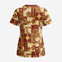 Rotuma Faiakse'ea 'e Kirisimasi Scrub Top Pacific Patchwork Xmas Vibes LT9 - Polynesian Pride