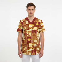 Rotuma Faiakse'ea 'e Kirisimasi Scrub Top Pacific Patchwork Xmas Vibes LT9 - Polynesian Pride