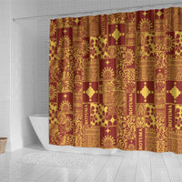 Rotuma Faiakse'ea 'e Kirisimasi Shower Curtain Pacific Patchwork Xmas Vibes - Polynesian Pride