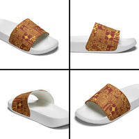 Rotuma Faiakse'ea 'e Kirisimasi Slide Sandals Pacific Patchwork Xmas Vibes LT9 - Polynesian Pride