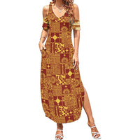 Rotuma Faiakse'ea 'e Kirisimasi Summer Maxi Dress Pacific Patchwork Xmas Vibes LT9 Women Red - Polynesian Pride