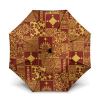 Rotuma Faiakse'ea 'e Kirisimasi Umbrella Pacific Patchwork Xmas Vibes LT9 One Size Folded 11.42 inch Opened Diameter 37.4 inch Red - Polynesian Pride