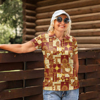 Rotuma Faiakse'ea 'e Kirisimasi Women Polo Shirt Pacific Patchwork Xmas Vibes LT9 - Polynesian Pride