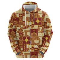 Rotuma Faiakse'ea 'e Kirisimasi Zip Hoodie Pacific Patchwork Xmas Vibes LT9 - Polynesian Pride