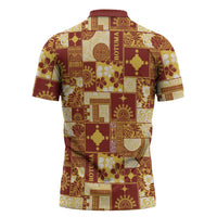 Rotuma Faiakse'ea 'e Kirisimasi Zipper Polo Shirt Pacific Patchwork Xmas Vibes LT9 - Polynesian Pride