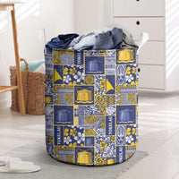 Tokelau Manuia te Kilihimahi Laundry Basket Pacific Patchwork Xmas Vibes LT9 Blue - Polynesian Pride
