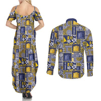 Tokelau Manuia te Kilihimahi Couples Matching Summer Maxi Dress and Long Sleeve Button Shirt Pacific Patchwork Xmas Vibes LT9 - Polynesian Pride