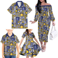 Tokelau Manuia te Kilihimahi Family Matching Off The Shoulder Long Sleeve Dress and Hawaiian Shirt Pacific Patchwork Xmas Vibes - Polynesian Pride