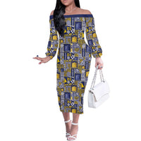 Tokelau Manuia te Kilihimahi Family Matching Off The Shoulder Long Sleeve Dress and Hawaiian Shirt Pacific Patchwork Xmas Vibes - Polynesian Pride
