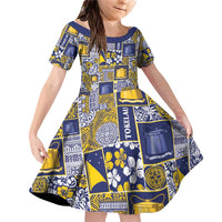 Tokelau Manuia te Kilihimahi Family Matching Off Shoulder Short Dress and Hawaiian Shirt Pacific Patchwork Xmas Vibes - Polynesian Pride